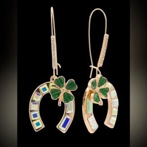 Betsey Johnson Lucky Horseshoe Drop Earrings  New